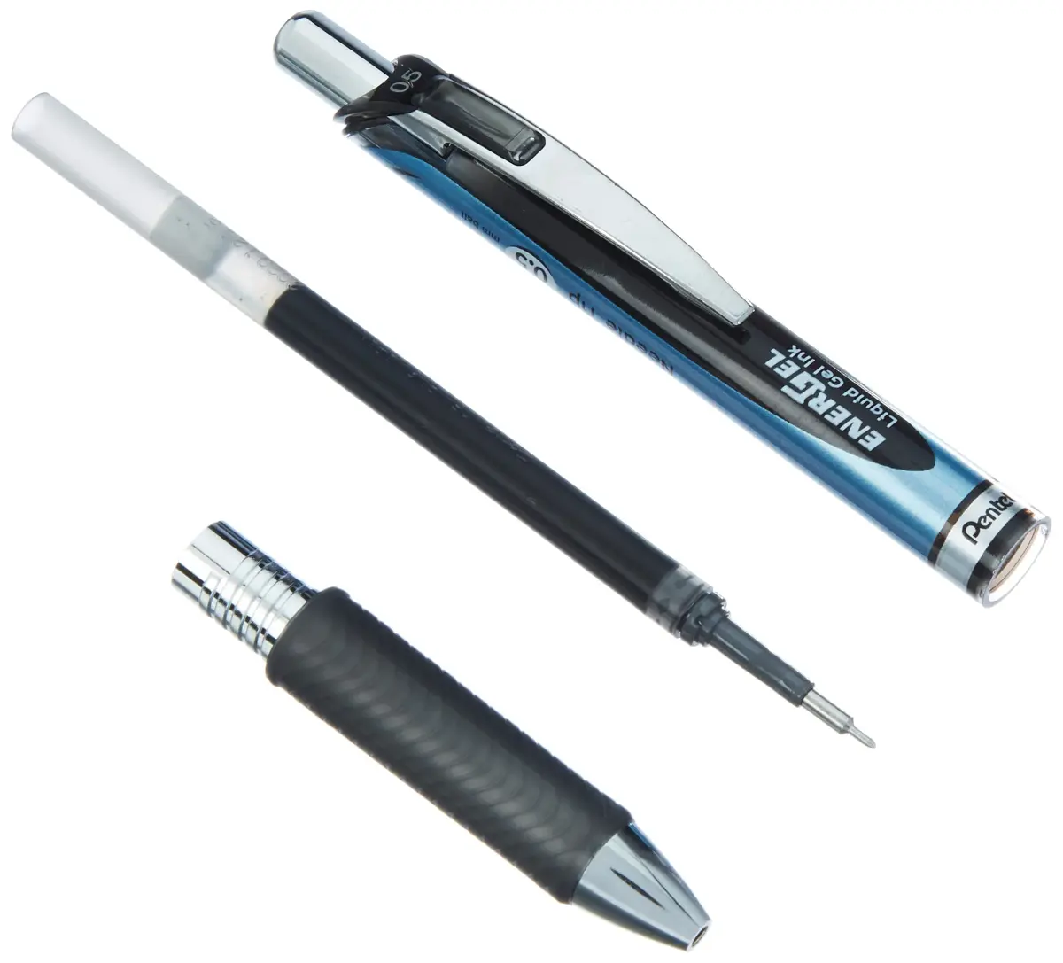 Pentel EnerGel Knock Ballpoint Pen 0.5mm Fine Tip, Blue Body with Black Accent | Smooth Ink Flow - view 2