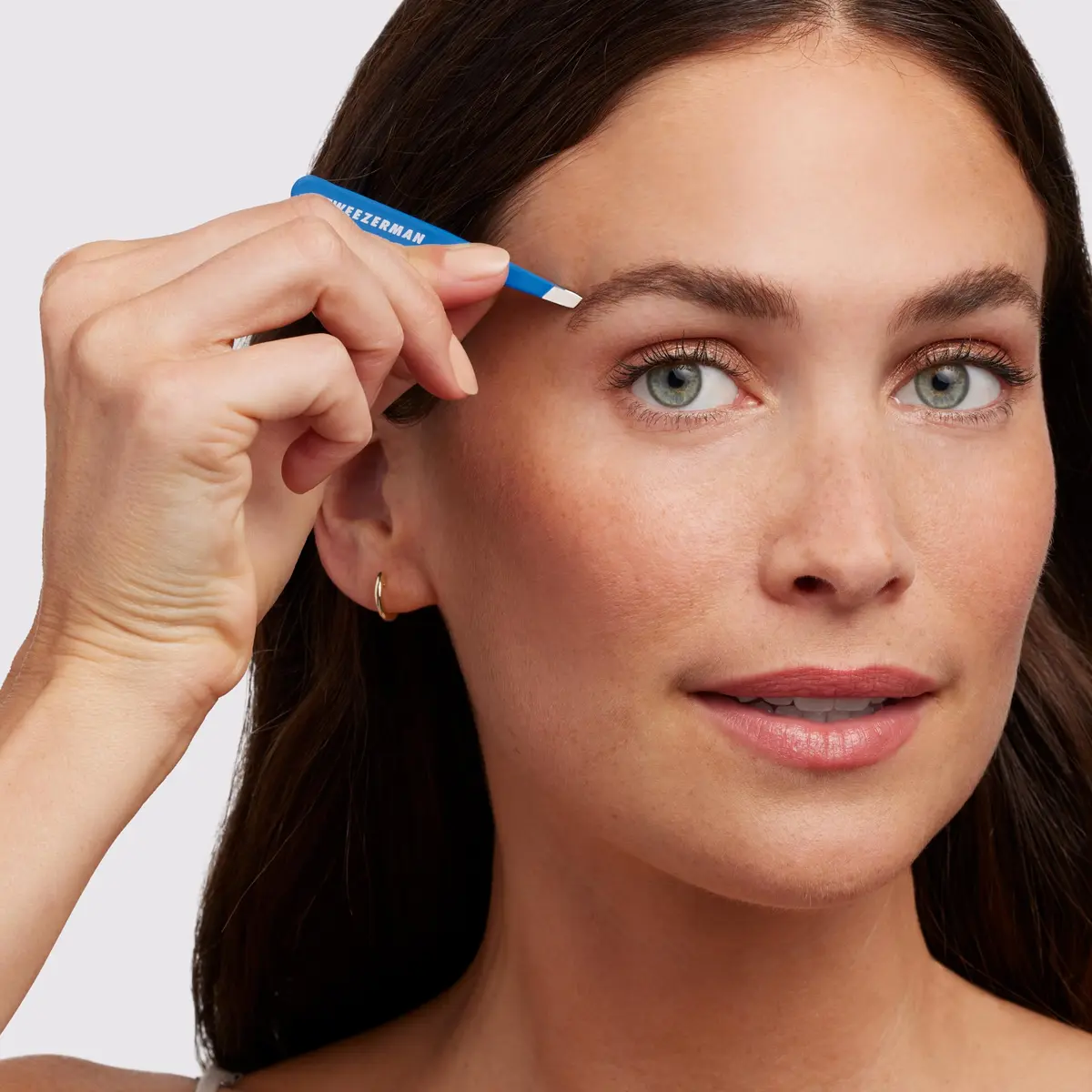Tweezerman Mini Slant Tweezer Bahama Blue | Precision Pointed Tips for Eyebrows - view 2