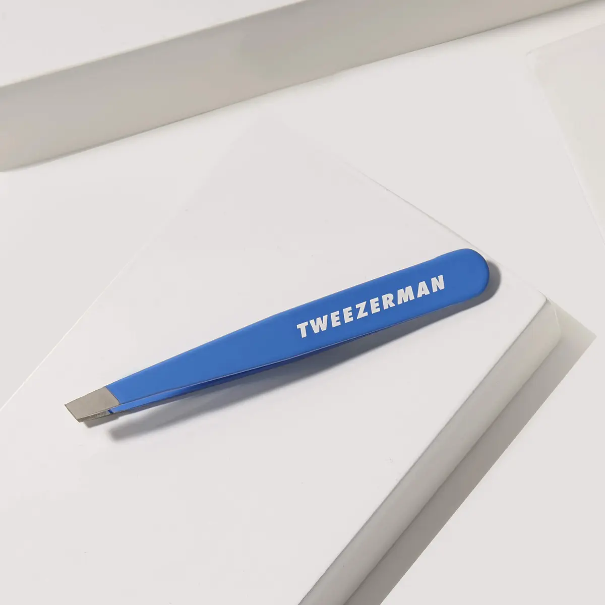 Tweezerman Mini Slant Tweezer Bahama Blue | Precision Pointed Tips for Eyebrows - view 3