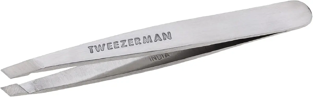 Tweezerman Mini Slant Tweezer Classic Stainless Steel, 1 Count | Precision Pointed Tips for Eyebrows - main product image