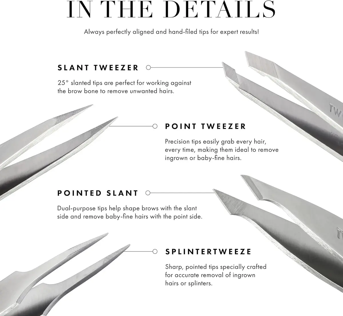 Tweezerman Mini Slant Tweezer Classic Stainless Steel, 1 Count | Precision Pointed Tips for Eyebrows - view 7