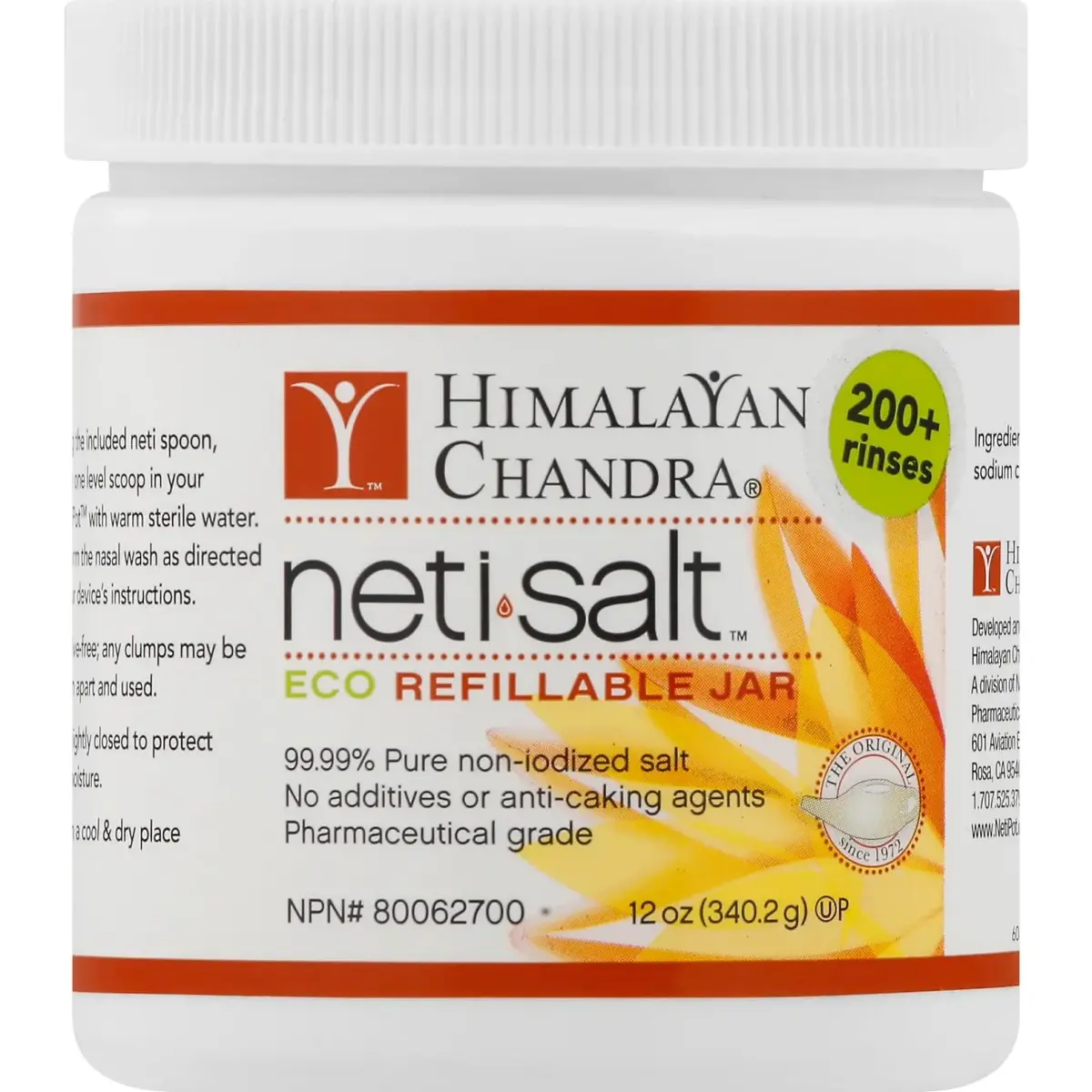 Himalayan Chandra Pharmaceutical Grade USP Salt Jar 12 oz (340 g) | Pure Non-Iodized Salt for Neti Pot & Culinary Use - main product image