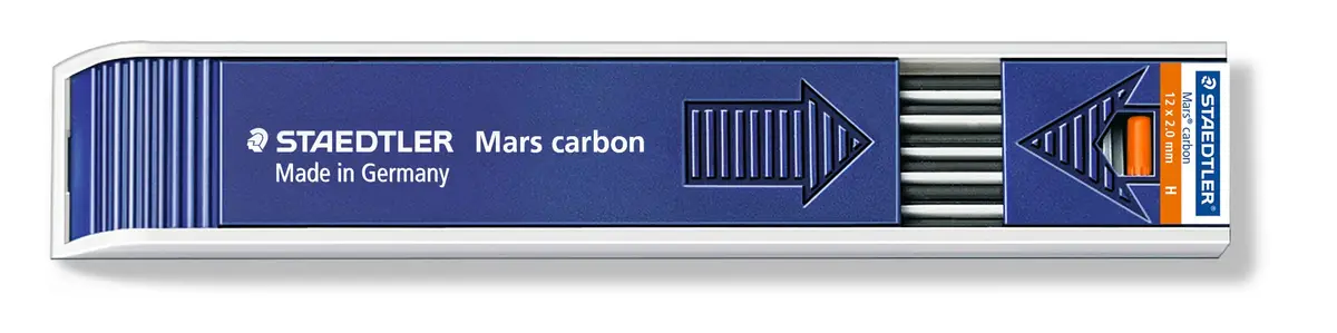 STAEDTLER Mars Carbon Lead, 2mm, H, 12 Lead | Precision Graphite for Artists & Students - main product image