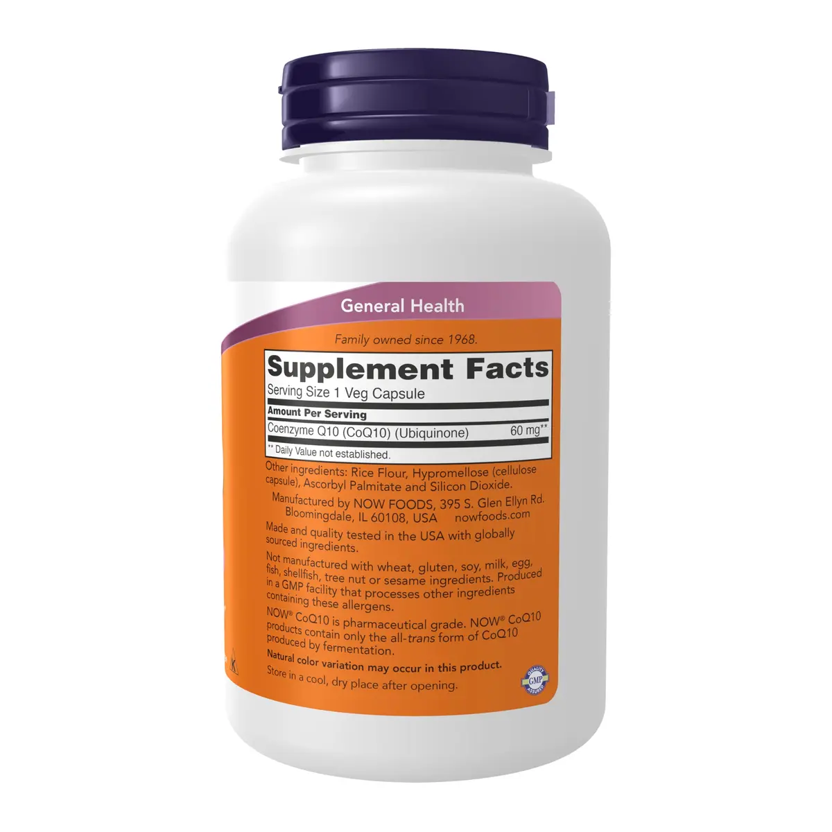 NOW CoQ10 60 mg 180 Veg Caps | Supports Heart & Cellular Energy - view 2