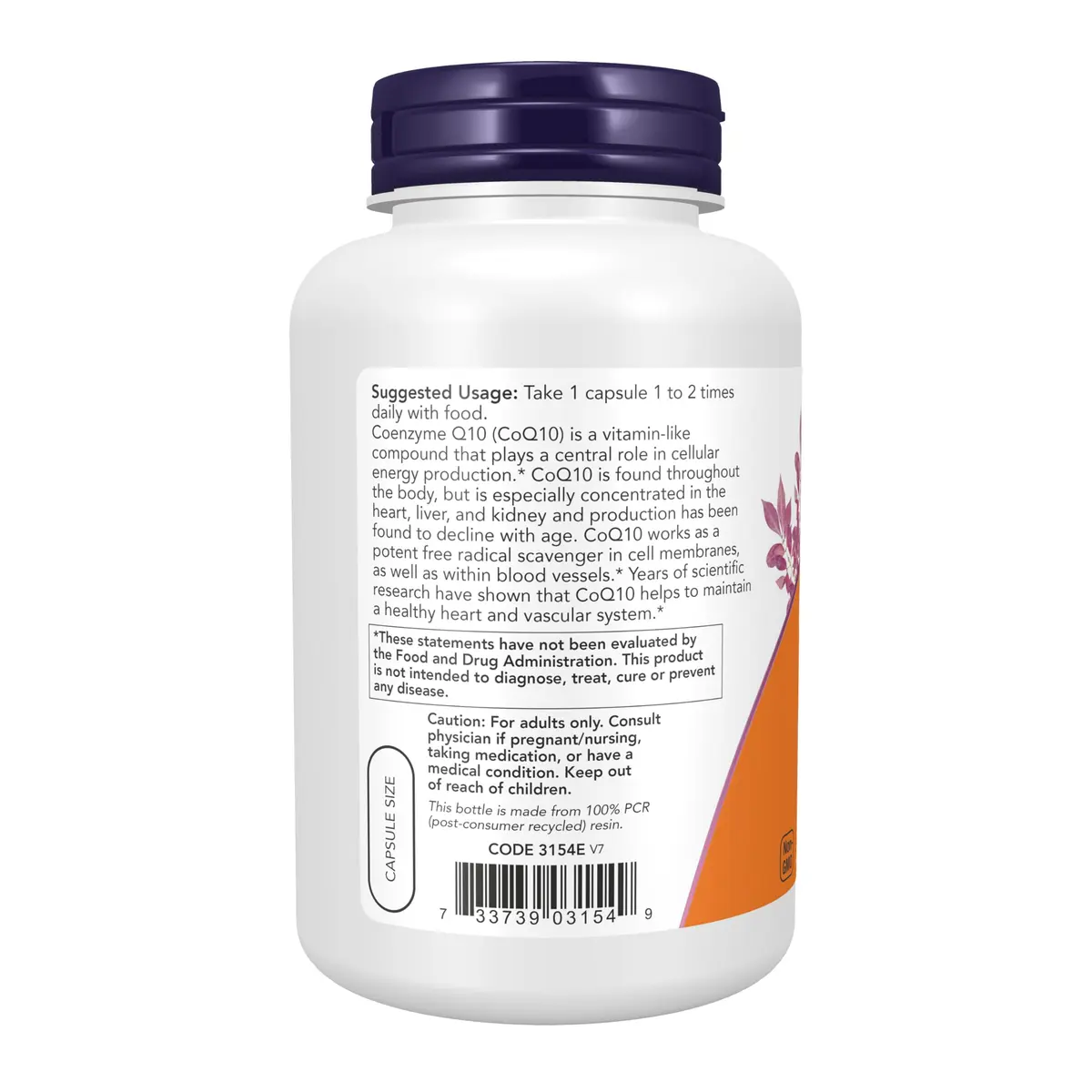 NOW CoQ10 60 mg 180 Veg Caps | Supports Heart & Cellular Energy - view 3