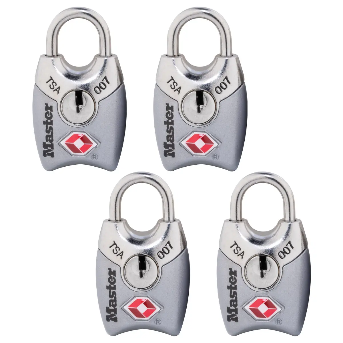 Master Lock TSA Approved Luggage Lock 4 Pack | Durable Metal Body & Shrouded Steel Shackle - main product image