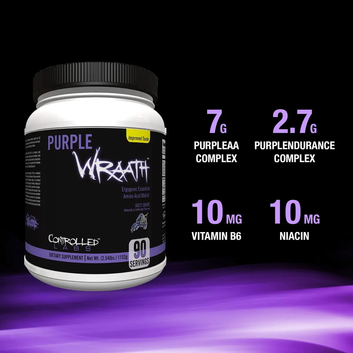 CONTROLLED LABS Purple Wraath BCAA & EAA Amino Acid Supplement 2.48lb | Juicy Grape, Vegan Powder for Athletes - view 3