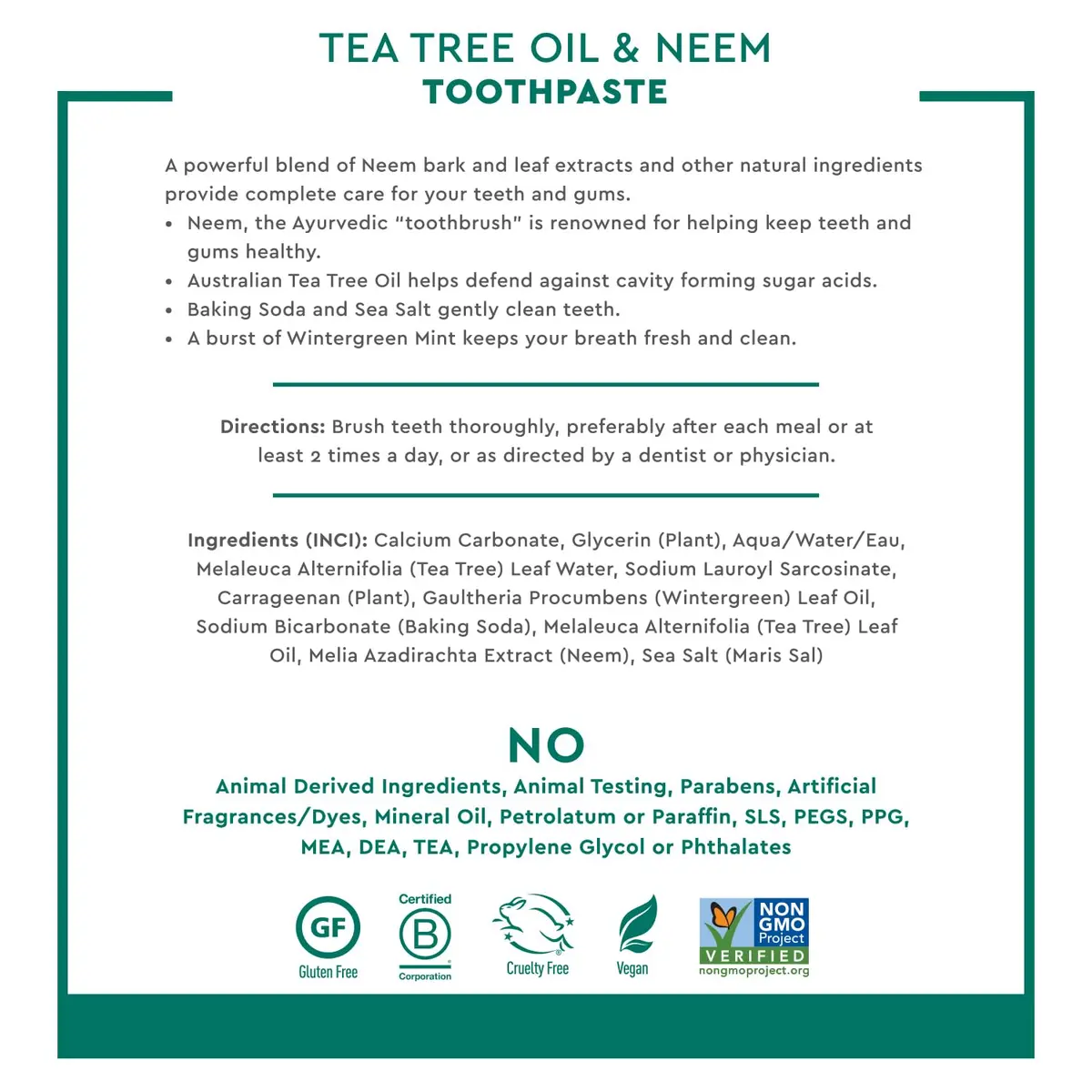 Desert Essence Tea Tree Oil and Neem Toothpaste, Wintergreen, 3 Pack | Fluoride-Free, Vegan, Fresh Breath (6.25 Oz x 3) - view 2