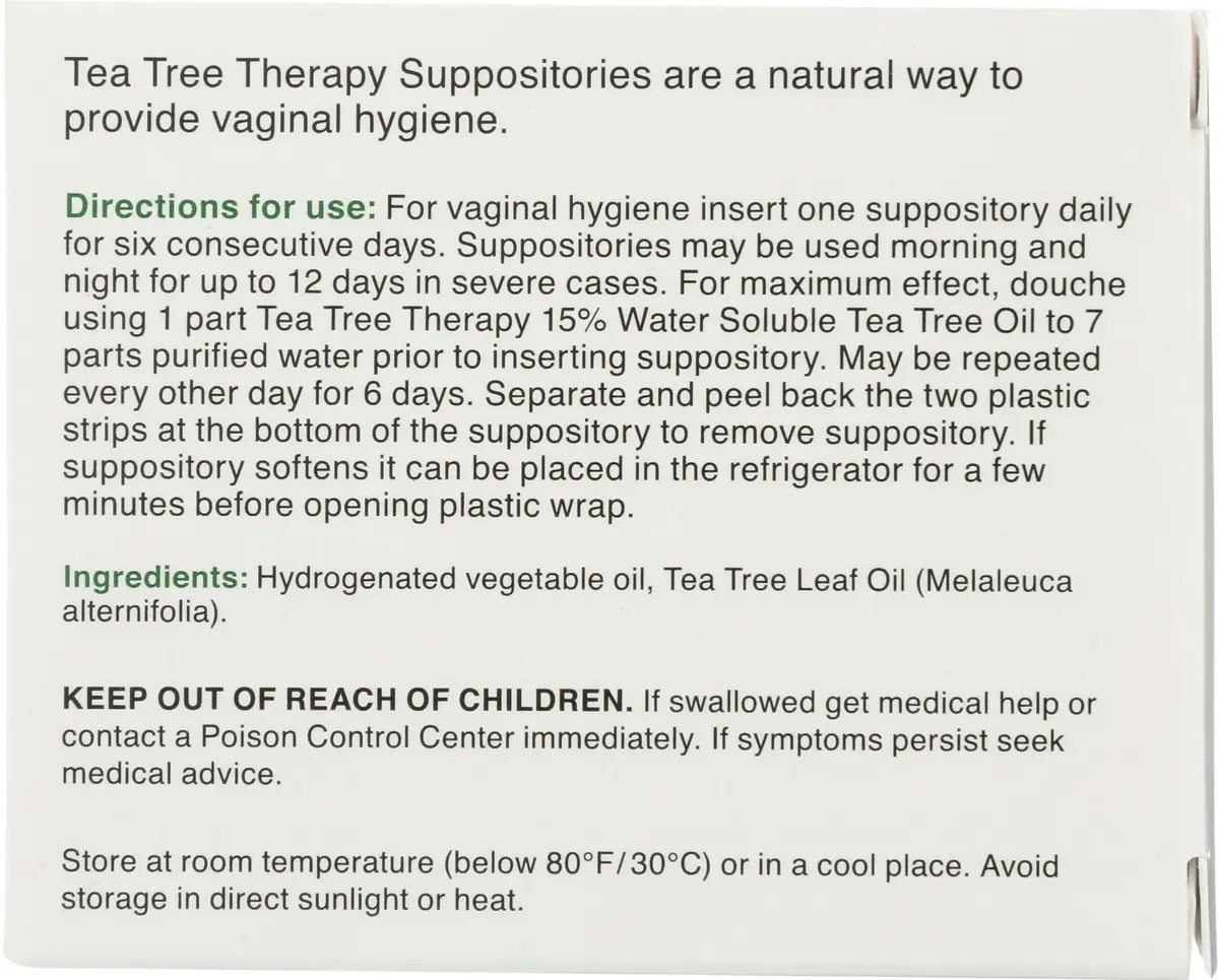 Tea Tree Therapy Vaginal Suppositories with Oil, 6 Count | Feminine Hygiene Support in India - view 2
