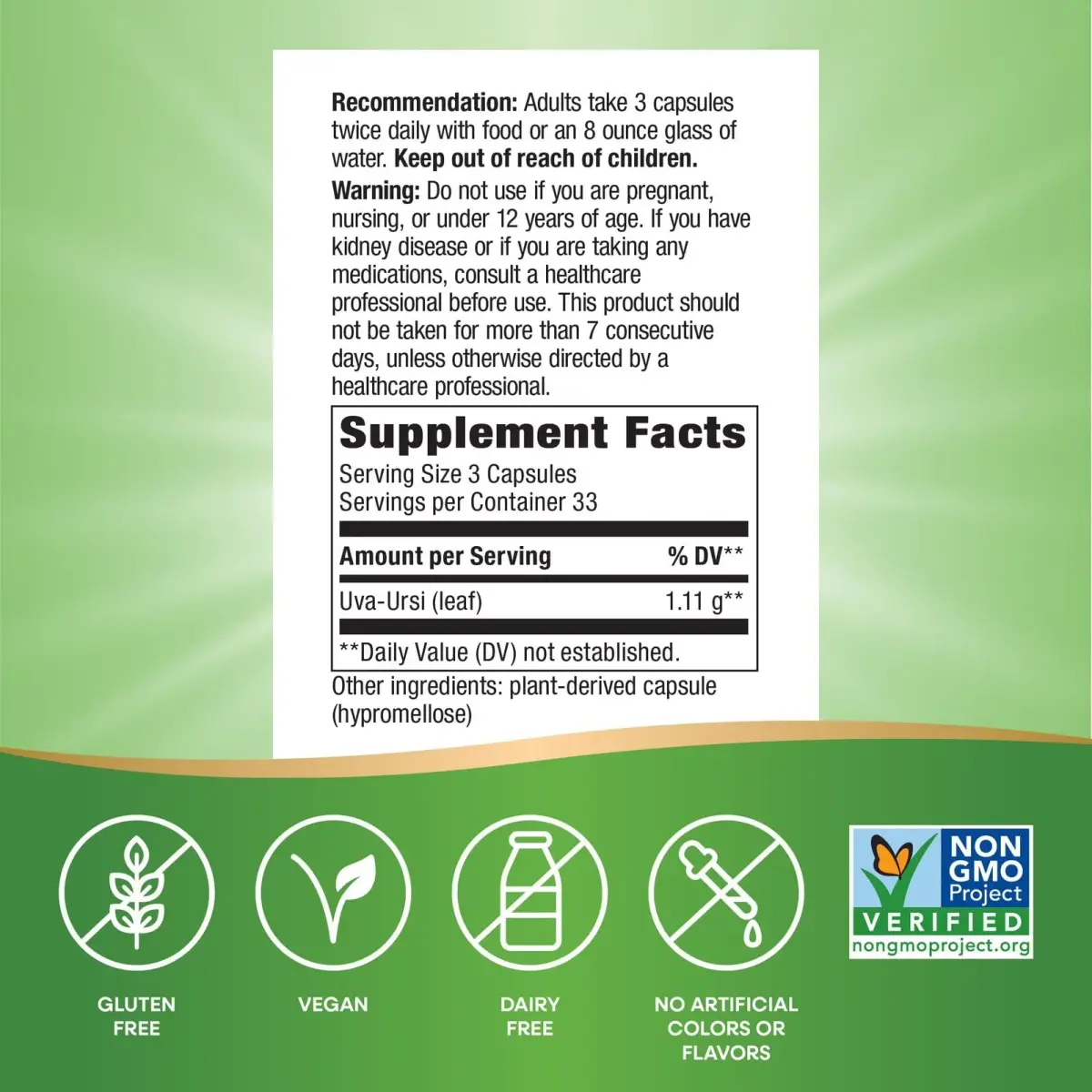 Nature's Way Uva Ursi Capsule Herbal Supplement 1440 mg (100 Count) | Traditional Urinary Support - view 5