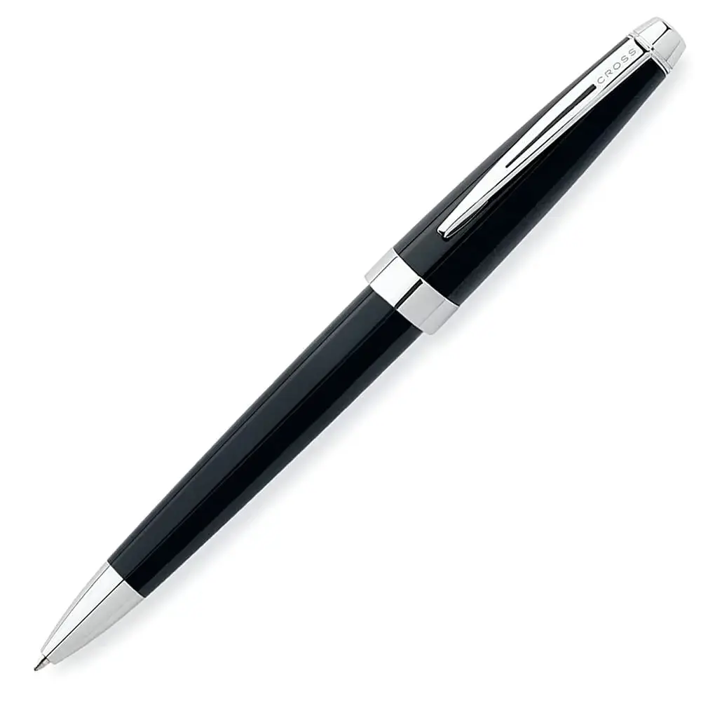 Cross Aventura Ballpoint Pen, Medium Point, Onyx Black Resin with Chrome Accents | Smooth Ink Flow - main product image