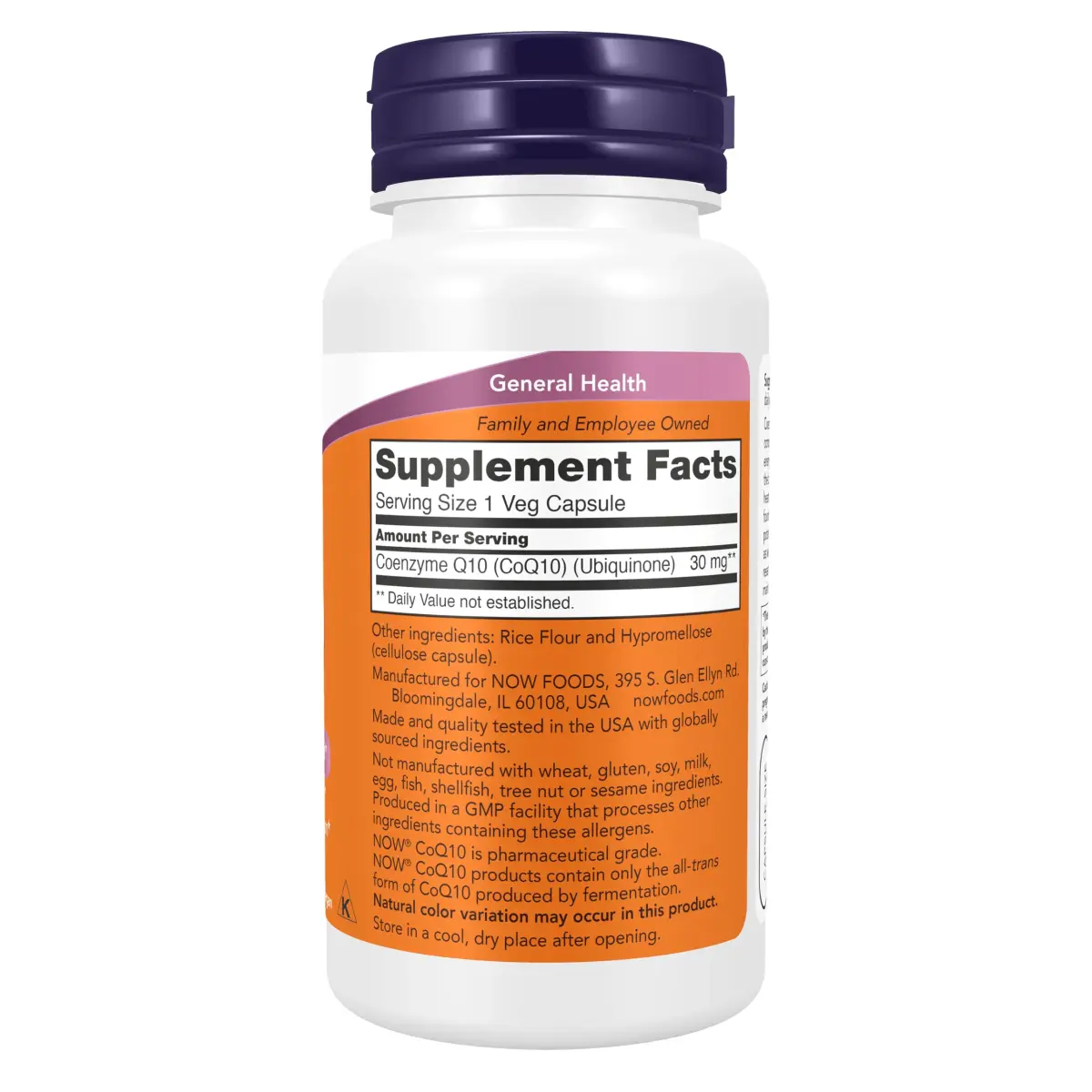 NOW CoQ10 30 mg Veg Capsules | Pharmaceutical Grade, All-Trans Form, 120 Count - view 2