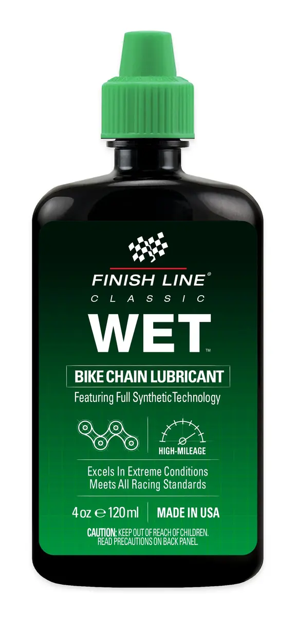 Finish Line Wet Bicycle Chain Lubricant 118ml (4 fl oz) | Maximum Water Resistance for Extreme Conditions - main product image