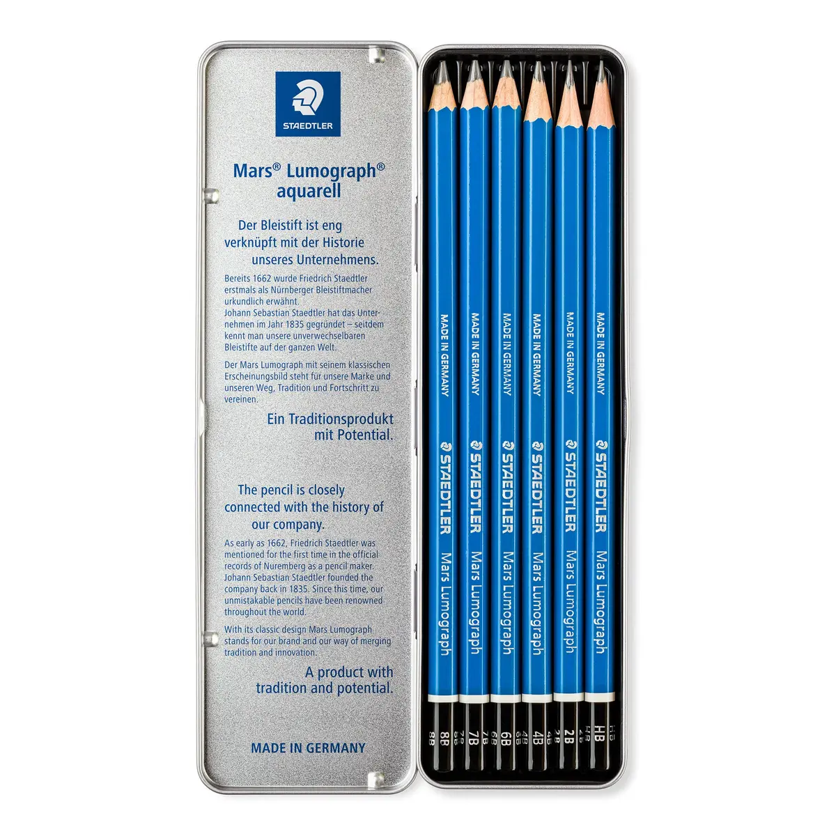 STAEDTLER Mars Lumograph Graphite Pencil Set: 6 Count (8B, 7B, 6B, 4B, 2B, HB) | Premium Artist Quality for Drawing & Sketching - view 3