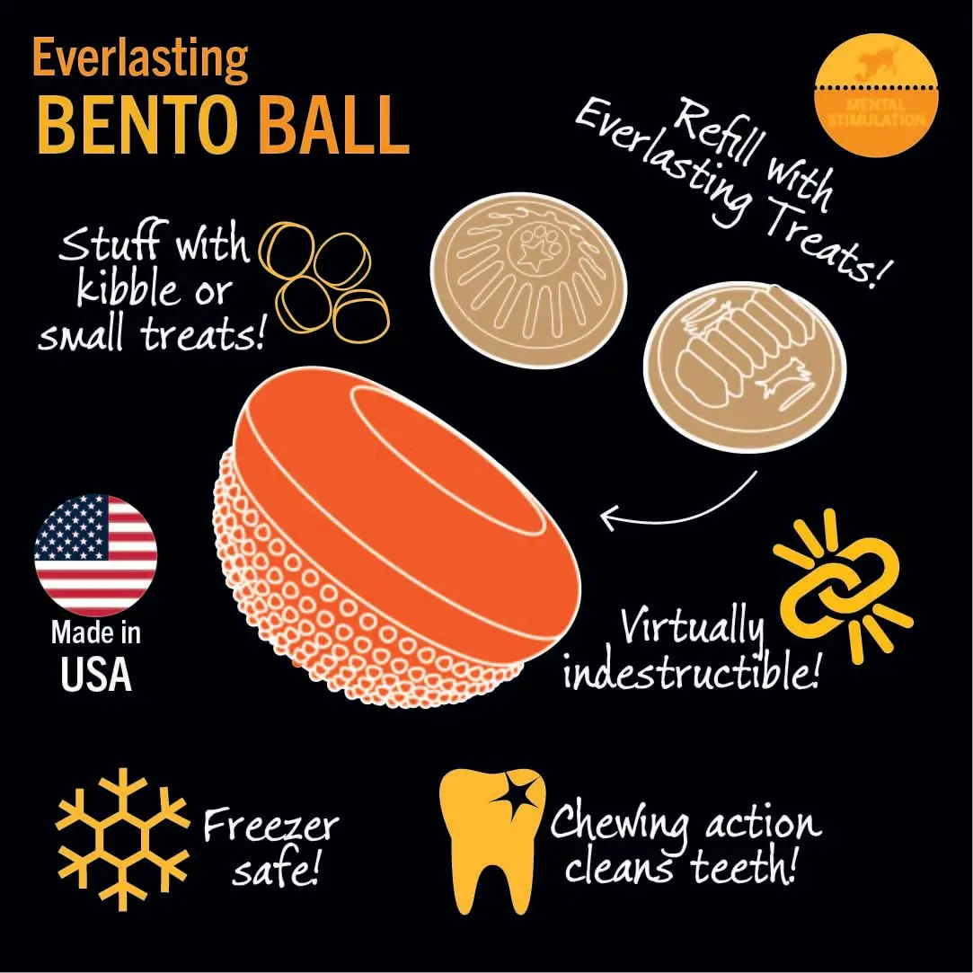 Starmark Everlasting Treat Bento Ball Medium Dog Toy | Durable Chew & Treat Dispenser in Day Glo Orange - view 5