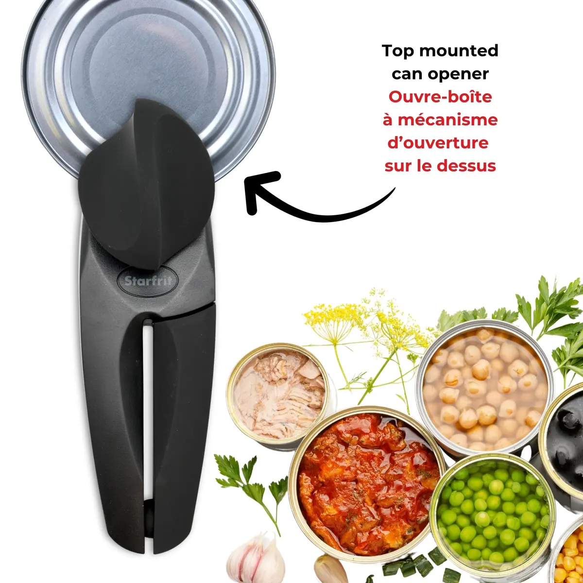 Starfrit MightiCan Can Opener - Safe, Heavy Duty, 7 inches | No Sharp Edges, Comfort Grip, 3-Year Warranty - view 4