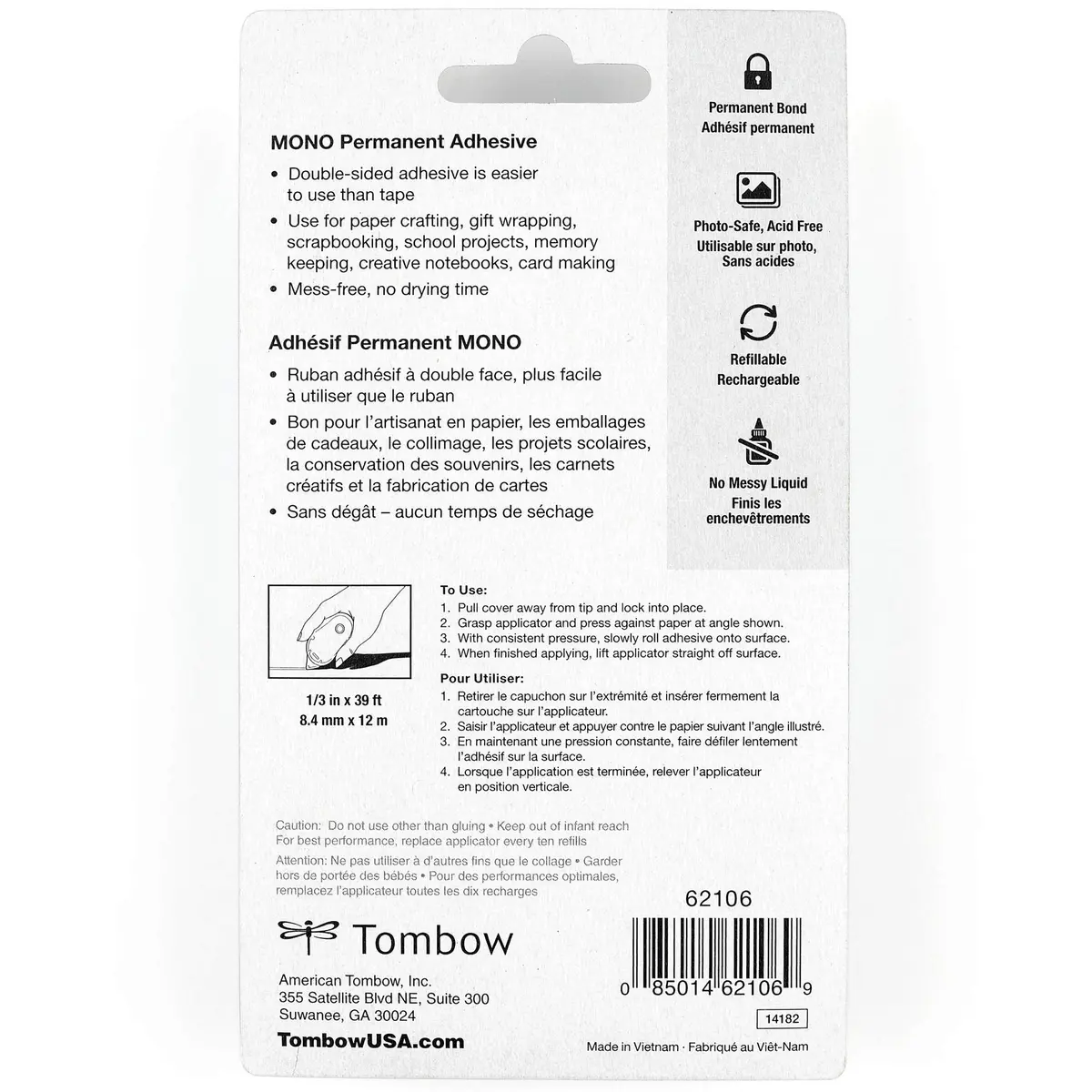 Tombow Mono Permanent Adhesive Applicator 1 Pack | Strong, Instant Bond for Paper & Photos - view 7
