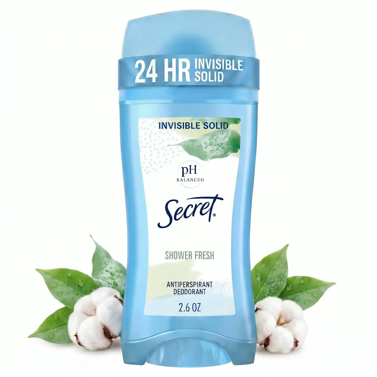 Secret Antiperspirant Deodorant for Women, Invisible Solid, 24 Hour Protection, pH Balanced, Shower Fresh Scent, 75g (2.6 oz) - main product image