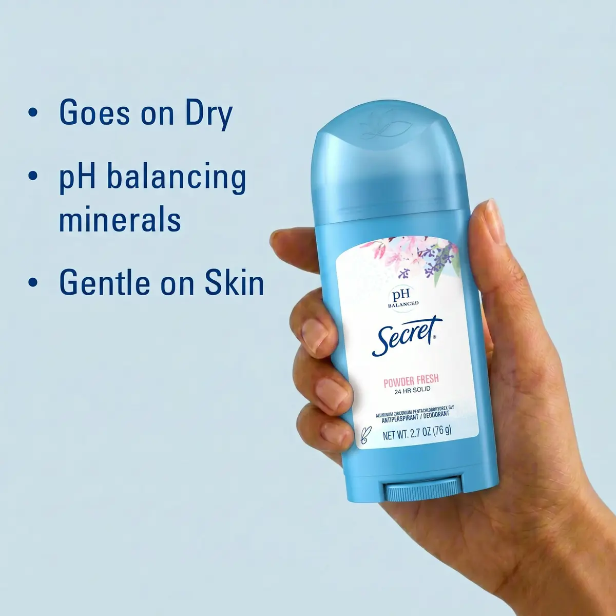 Secret Antiperspirant and Deodorant for Women, Powder Fresh Scent, 76.5g (2.7 oz) | 24hr Sweat & Odor Protection - view 2