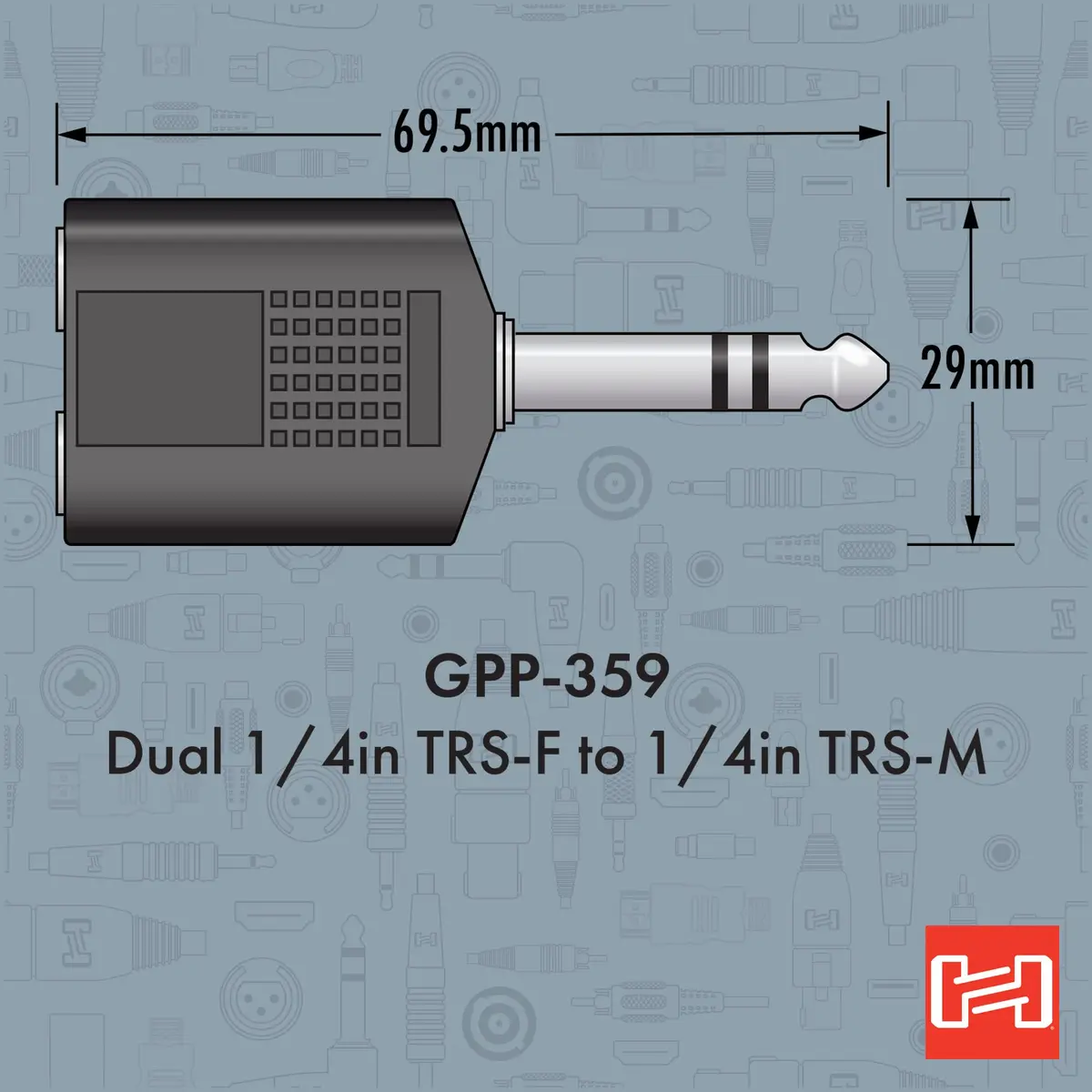 Hosa GPP-359 Dual 1/4" TRS Female to 1/4" TRS Male Adapter | Stereo Signal Splitter (70-120 chars) - view 4