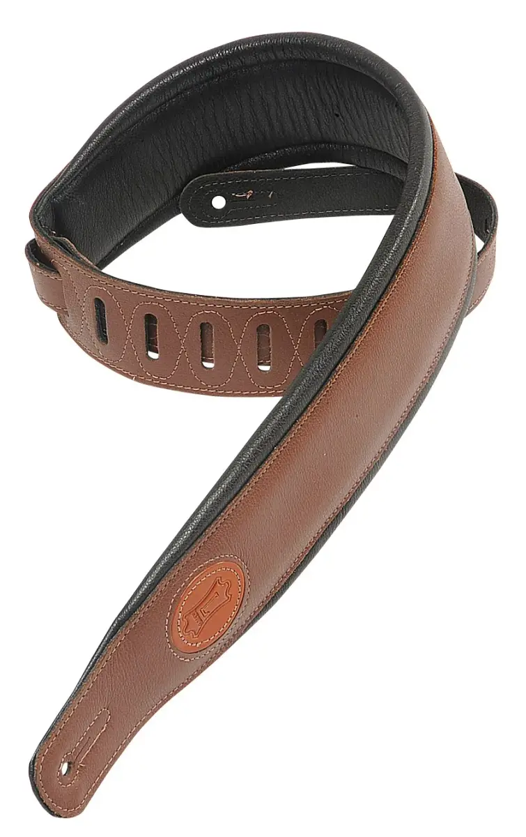 Levy's Signature Series Leather Guitar Strap 3" (7.6 cm) Brown | Adjustable 37"-51" (94-130 cm) Padded Comfort - main product image