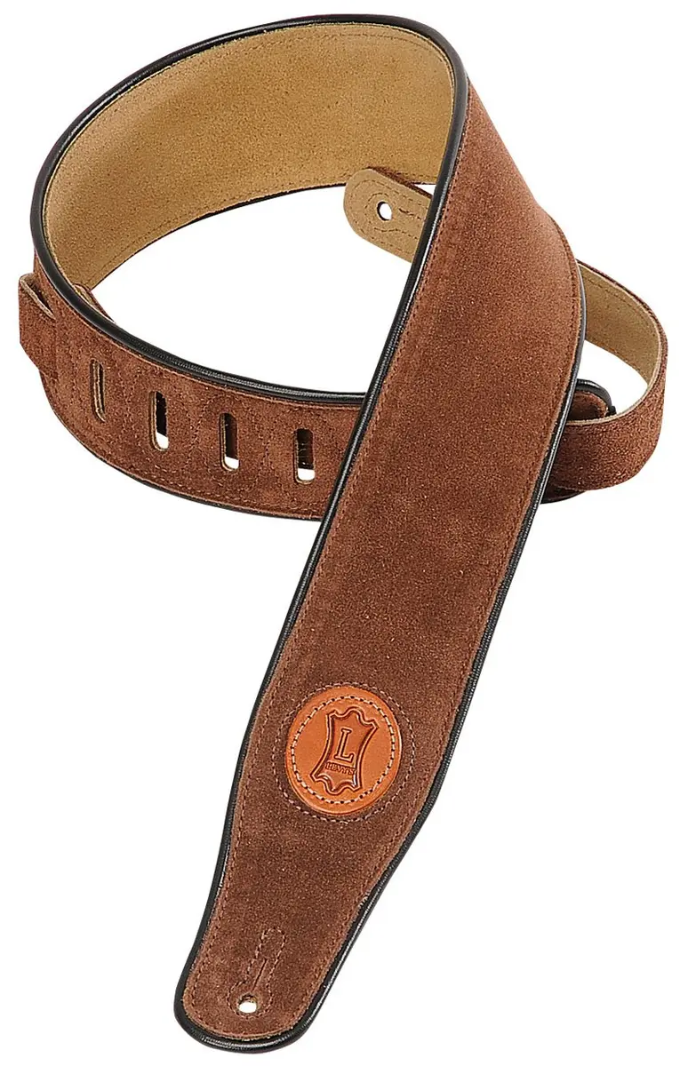 Levy's Leathers Signature Suede Series 2.5" Suede Leather Guitar Strap, Brown (MSS3-BRN) | Adjustable, Signature Series, Suede Leather - main product image