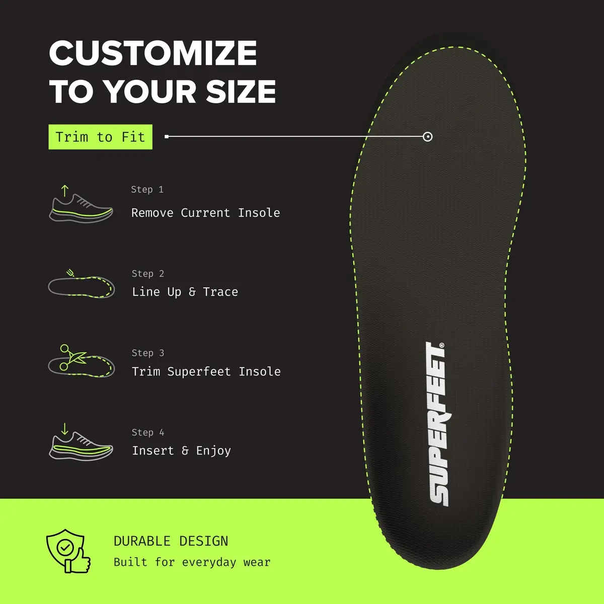 Superfeet All-Purpose Low Arch Support Insoles | Slim Fit Orthotic for Flat & Tight Shoes - view 7