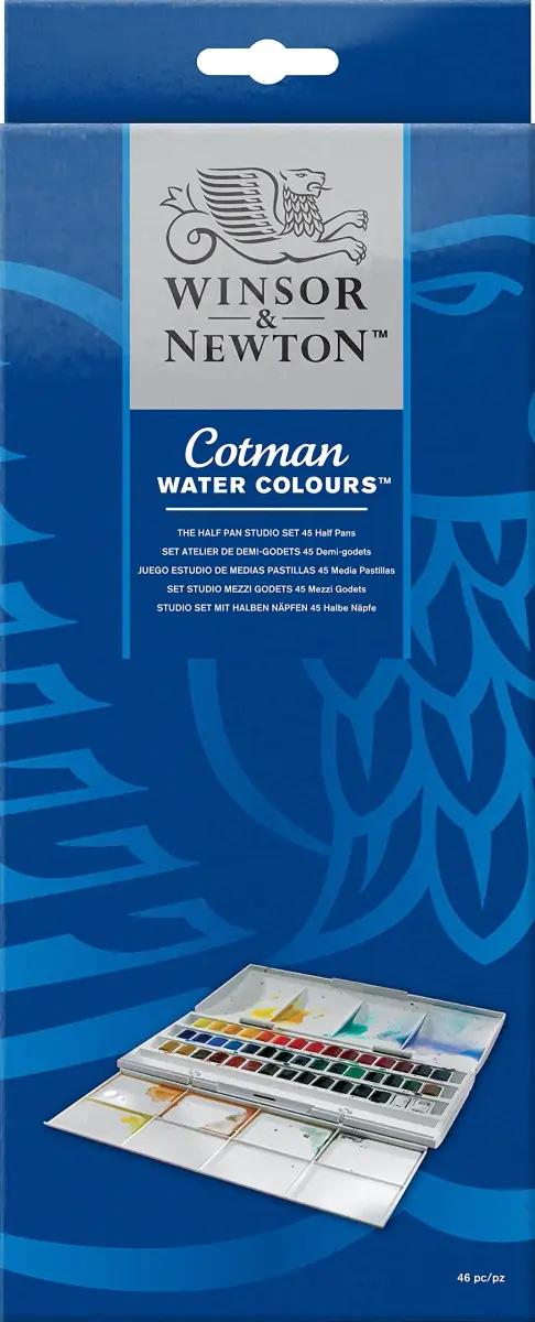 Winsor & Newton Cotman Watercolor Paint Set 45 Half Pans Studio Set | Artist Grade Watercolors - main product image