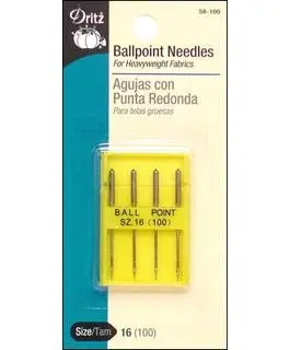 Dritz Ballpoint Machine Needles Size 16 (4 Count, Nickel) | For Heavyweight Knit & Stretch Fabrics - view 3