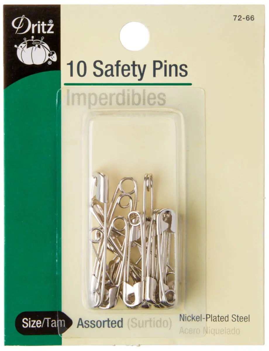 Dritz Safety Pins Size 1 & 2 | Rust-Resistant Nickel-Plated Steel (1-1/16" & 1-1/2") - main product image