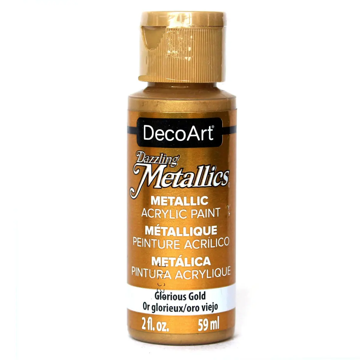 DecoArt Dazzling Metallics Glorious Gold Acrylic Paint 59ml (2 Fl Oz) | ASTM D4236 Certified - main product image