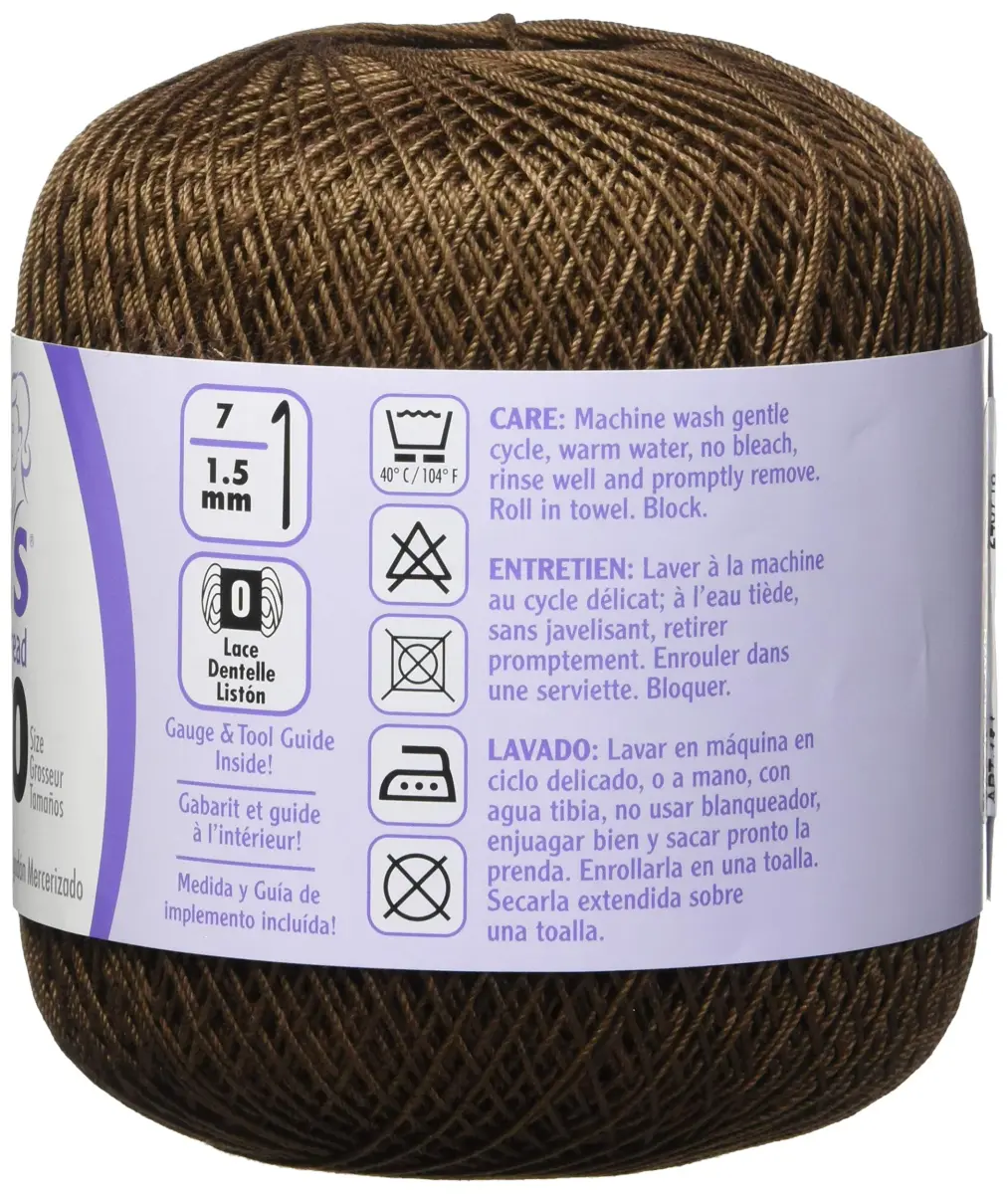 Aunt Lydia's Crochet Cotton Classic Size 10 Thread 350yd (320m) Fudge Brown | High Luster Mercerized Cotton for Projects - view 2