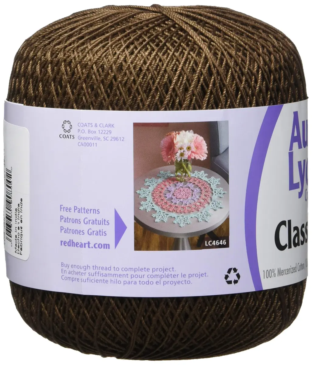 Aunt Lydia's Crochet Cotton Classic Size 10 Thread 350yd (320m) Fudge Brown | High Luster Mercerized Cotton for Projects - view 3