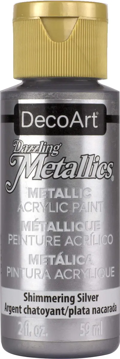 DecoArt Dazzling Metallics Acrylic Paint Shimmering Silver 59ml (2 Fl Oz) | ASTM D4236 Certified - main product image