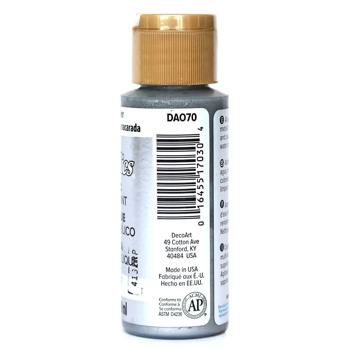 DecoArt Dazzling Metallics Acrylic Paint Shimmering Silver 59ml (2 Fl Oz) | ASTM D4236 Certified - view 2