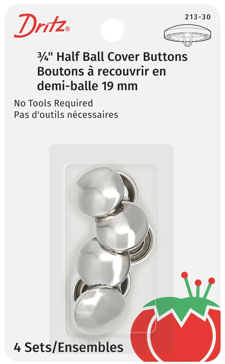 Dritz Half Ball Cover Buttons Size 30 | 3/4-Inch Nickel Finish for Sewing & Home Decor - main product image