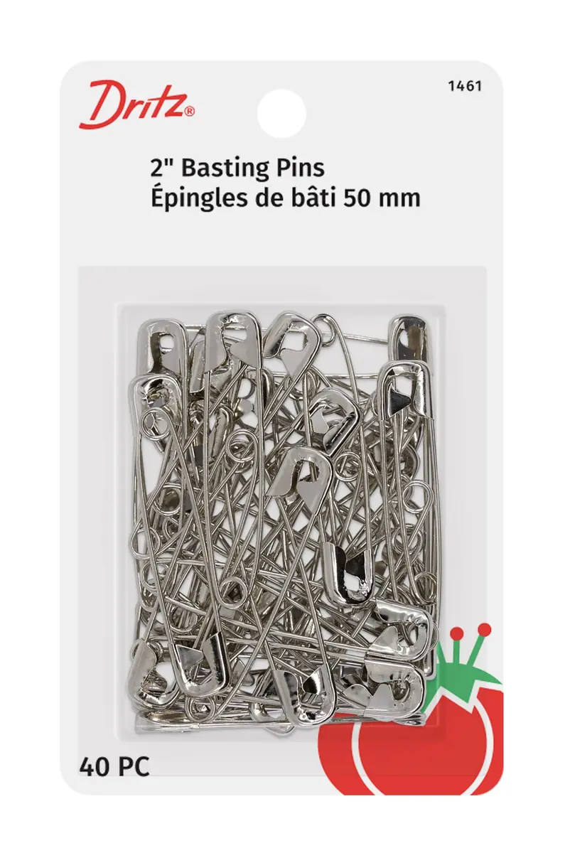 Dritz Safety Pins Size 3 | 2-Inch Brass Pins for Sewing & Crafts, 40-Count - main product image