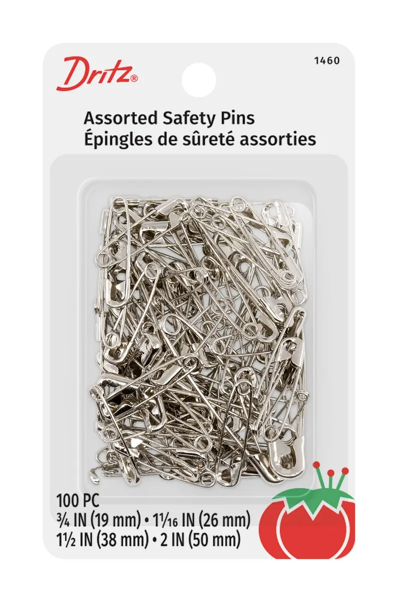 Dritz Safety Pins Nickel Plated Steel Assorted Sizes | Household & Craft Use (70-120 chars) - main product image