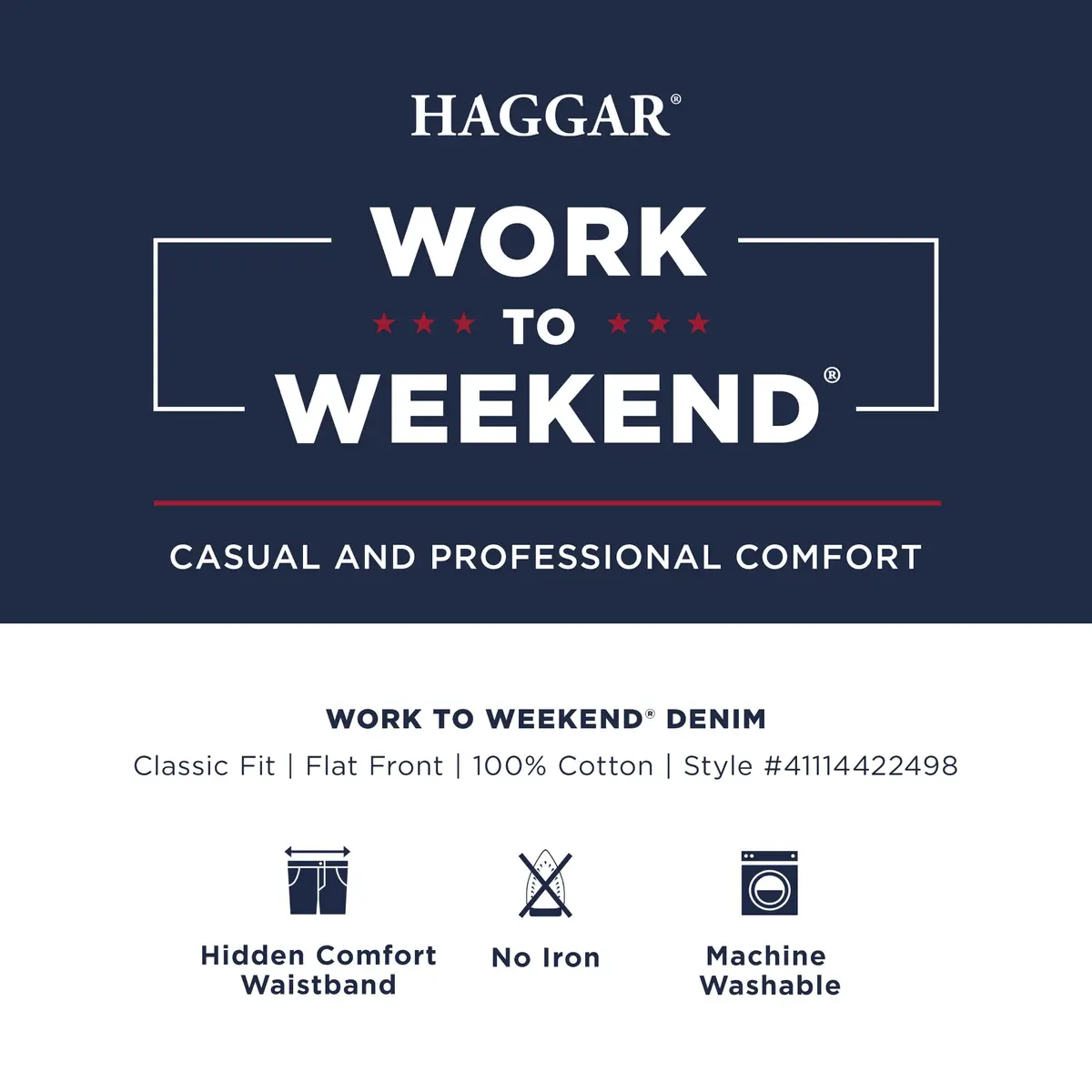 Haggar Men's Classic Fit Work to Weekend Denim Pant | Mid Rise, 38W x 32L, Light Stonewash - view 5