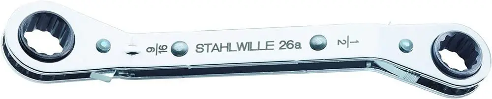 Stahlwille 26a Ratchet Ring Spanner 1/4" x 5/16" (109mm) | Bi-Hexagon, 22 Teeth, Chrome Plated - main product image