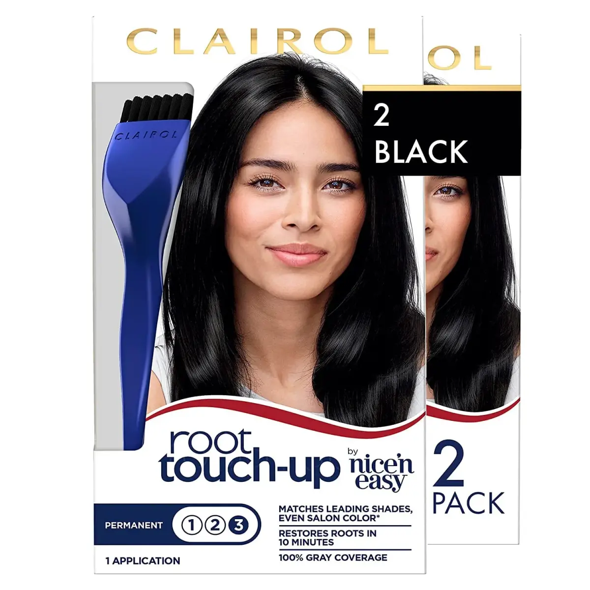 Clairol Permanent Root Touch-Up Hair Color, Black (2 Count, 0.25 lb) | Blends Salon Shades in 10 Minutes - main product image