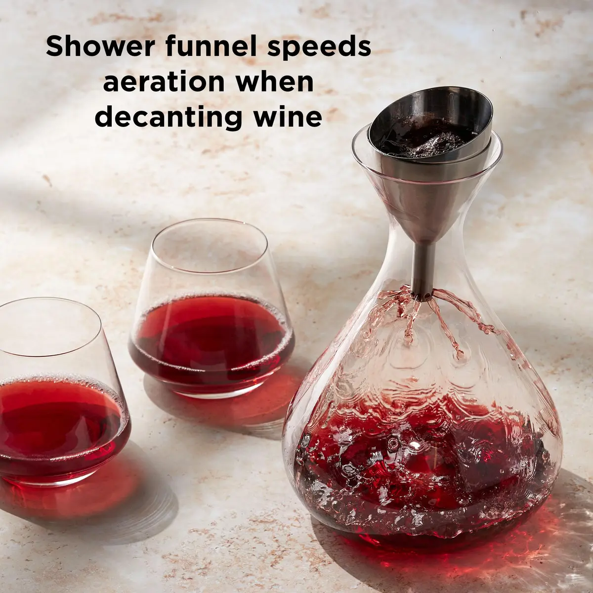 Rabbit Wine Aerator Shower Funnel with Sediment Strainer, Stainless Steel | 237ml (8 Fl Oz) - view 3