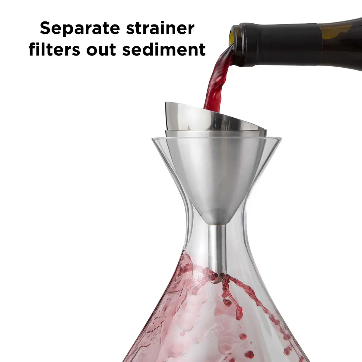 Rabbit Wine Aerator Shower Funnel with Sediment Strainer, Stainless Steel | 237ml (8 Fl Oz) - view 4