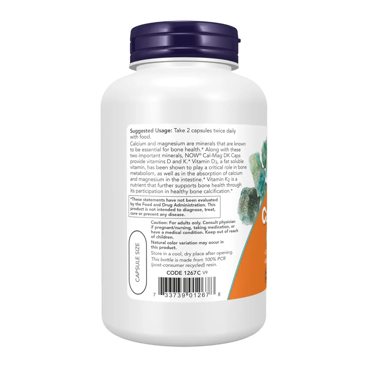 NOW Supplements Cal-Mag DK with Vitamins D3 & K2, 180 Caps | Bone Support with Calcium & Magnesium - view 3