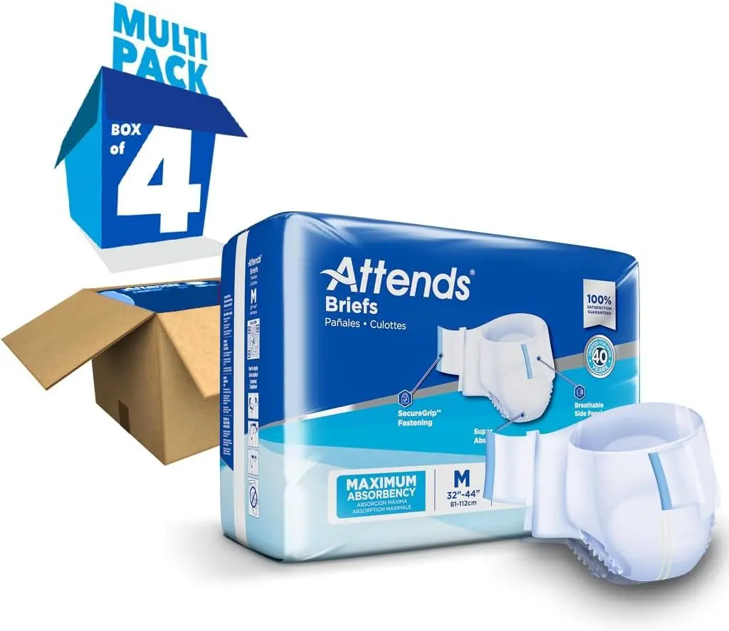 Attends Adult Incontinence Briefs Medium Max Absorbency | Breathable, Discreet Fit, 96 Briefs - view 6