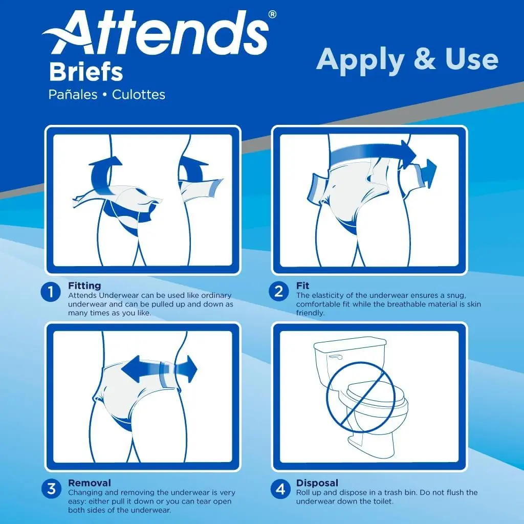 Attends Adult Incontinence Briefs Medium Max Absorbency | Breathable, Discreet Fit, 96 Briefs - view 8