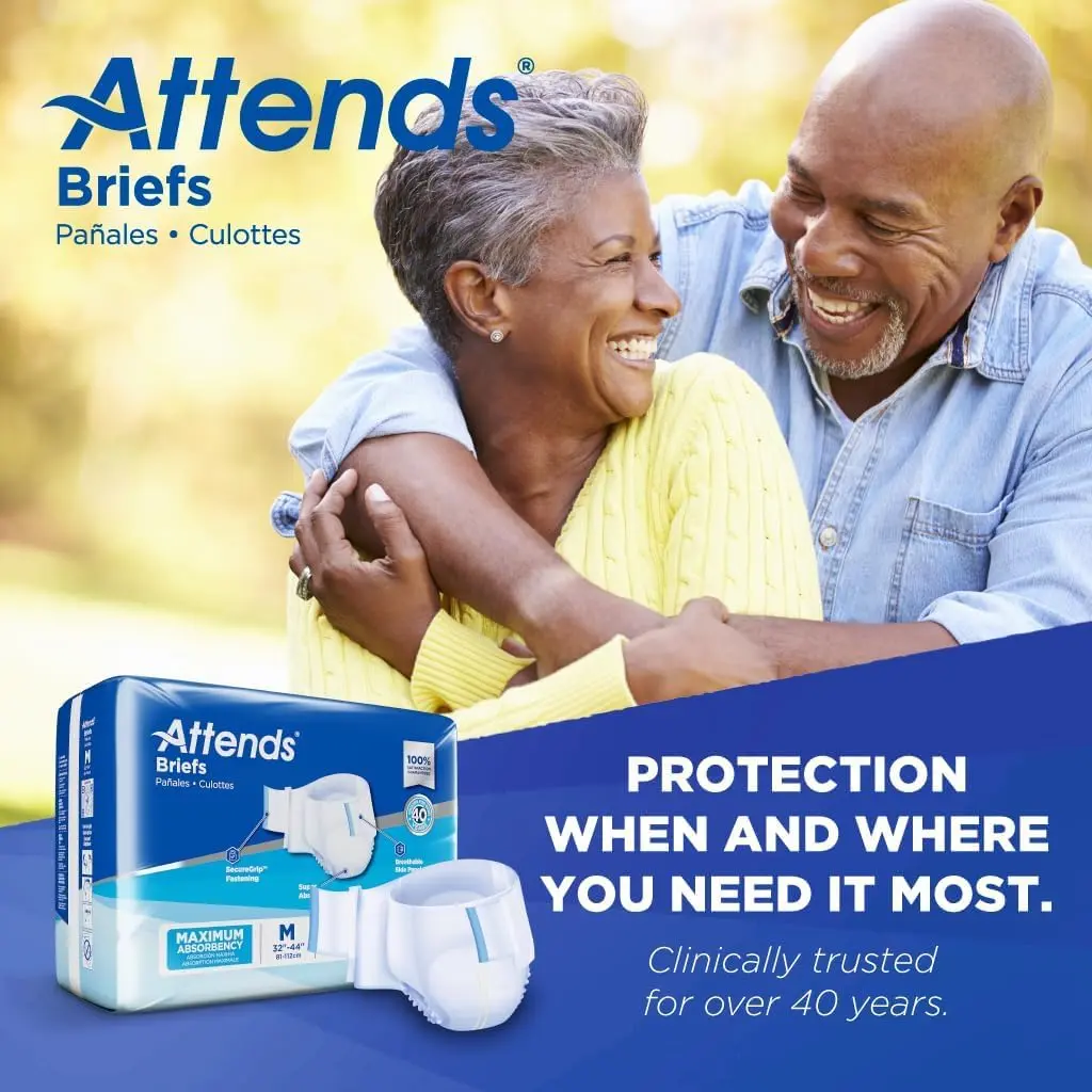 Attends Adult Incontinence Briefs Medium Max Absorbency | Breathable, Discreet Fit, 96 Briefs - view 9