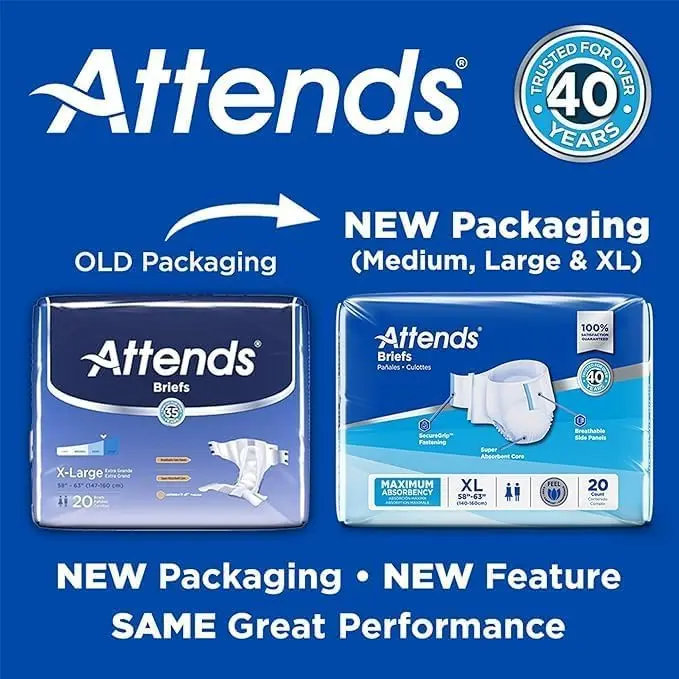 Attends Adult Incontinence Briefs Medium Max Absorbency | Breathable, Discreet Fit, 96 Briefs - view 3