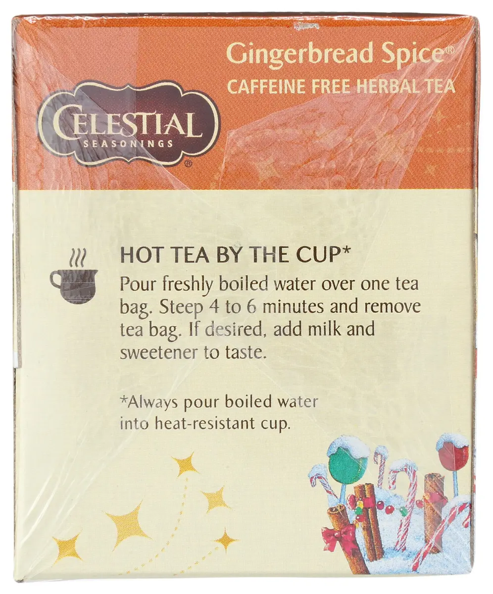 Celestial Seasonings Holiday Herbal Tea Gingerbread Spice 20 Count | Naturally Caffeine Free & Kosher - view 6