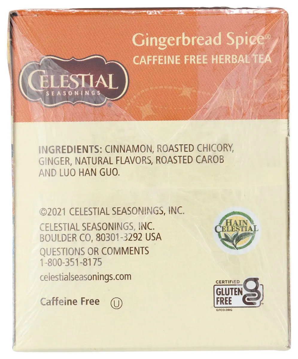 Celestial Seasonings Holiday Herbal Tea Gingerbread Spice 20 Count | Naturally Caffeine Free & Kosher - view 7